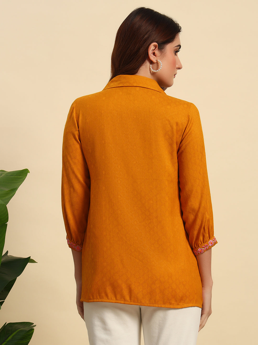 Viscose Dobby Kurti With Embroidery -SK050