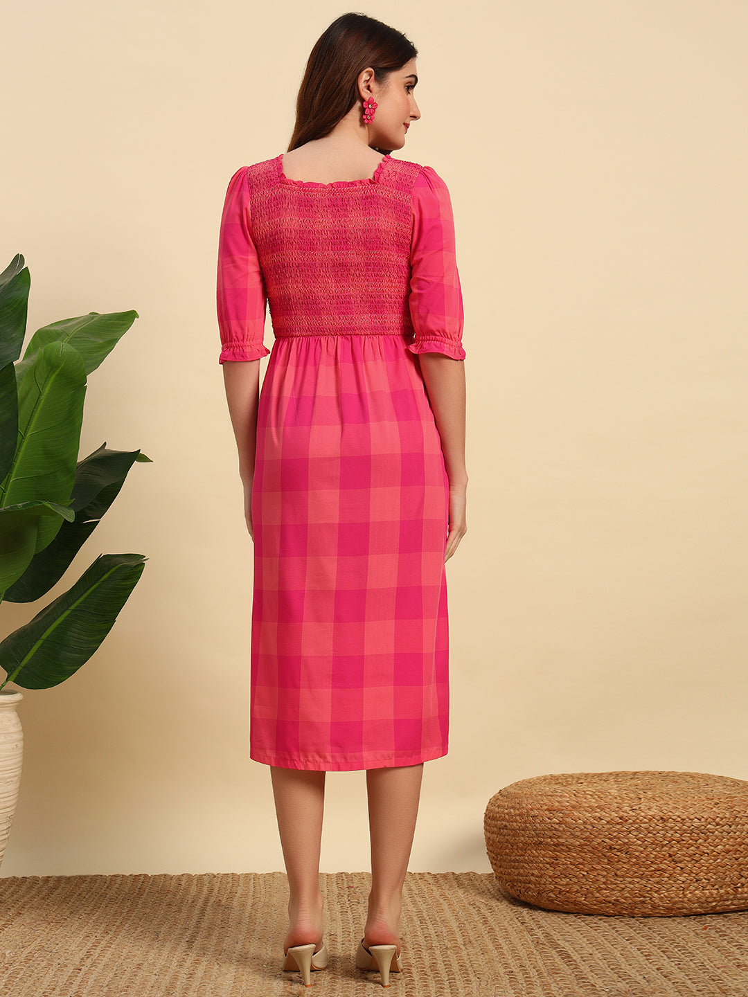 Yarn Dyed Viscose Smocked Dress-DR042