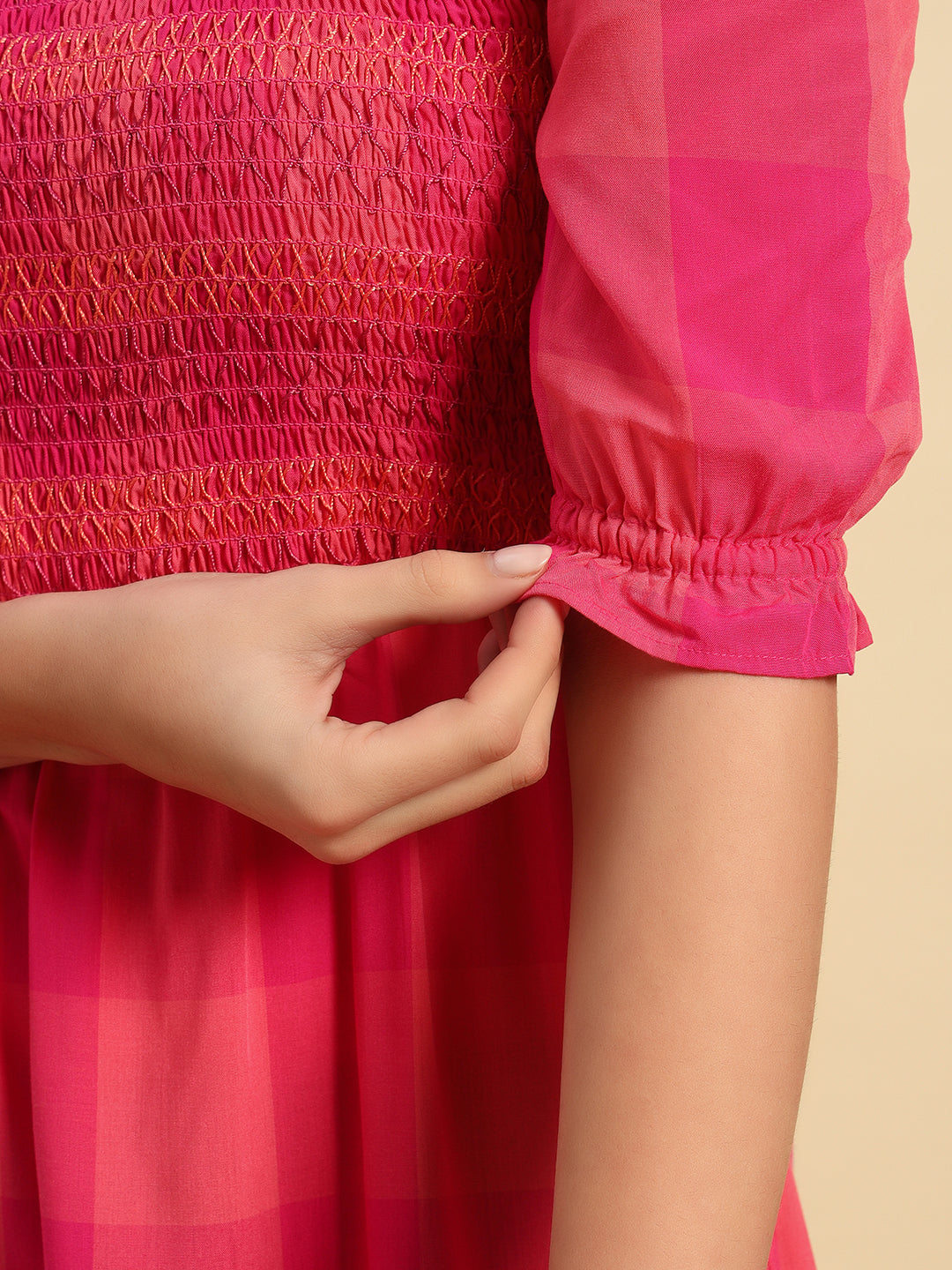 Yarn Dyed Viscose Smocked Dress-DR042