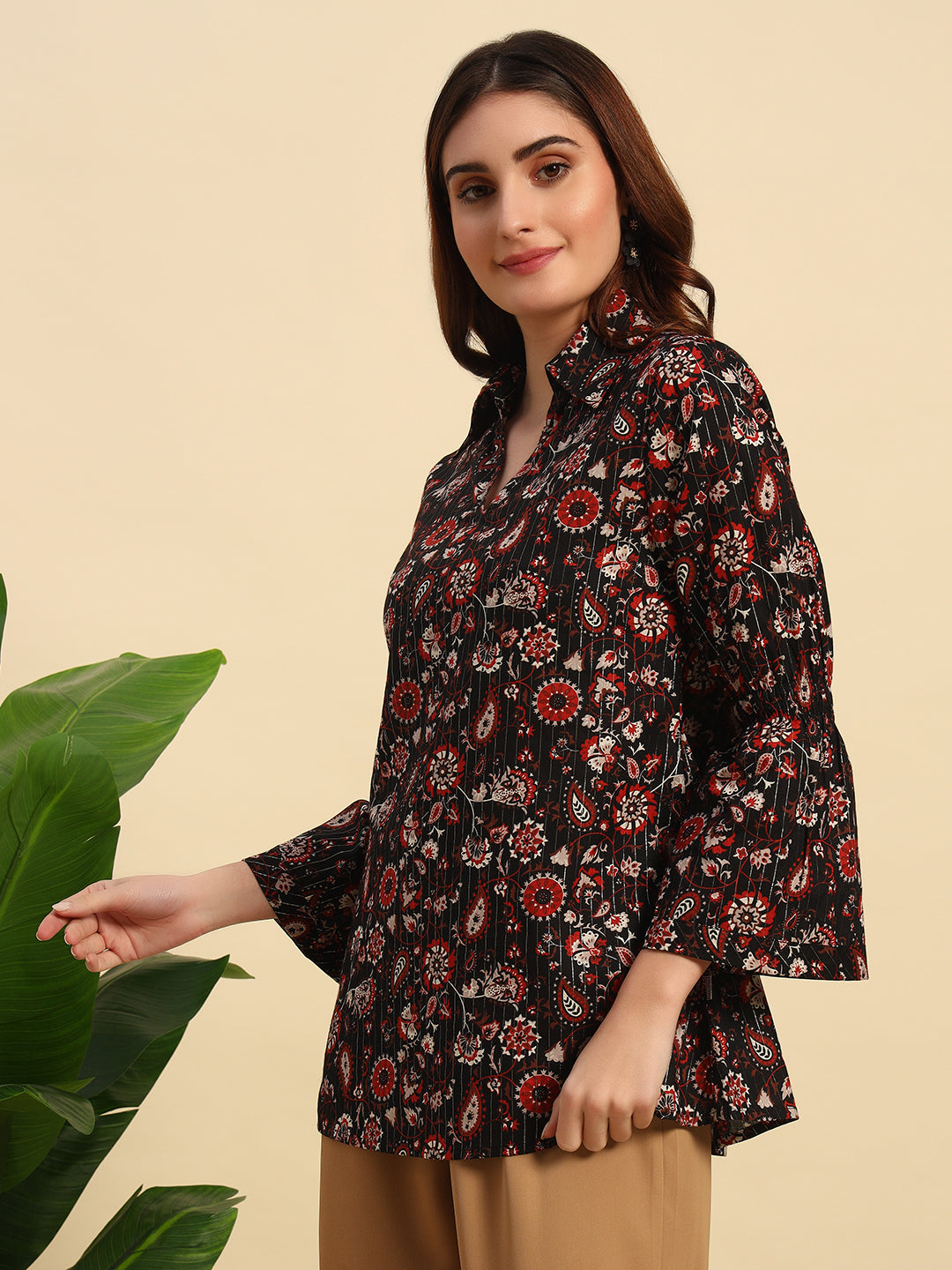 Cotton Printed Lurex Top-SK048