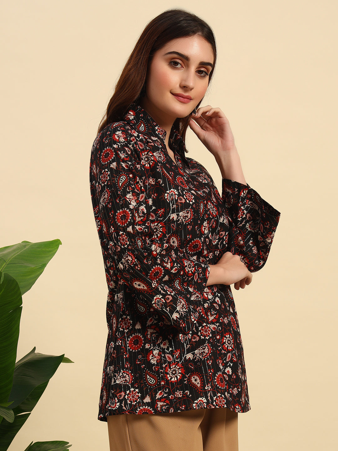 Cotton Printed Lurex Top-SK048
