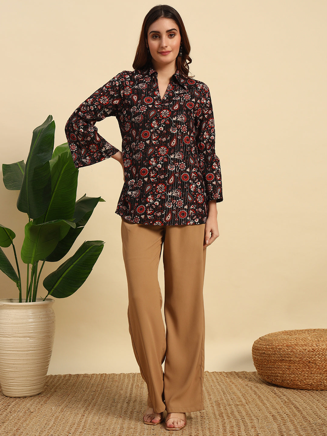 Cotton Printed Lurex Top-SK048