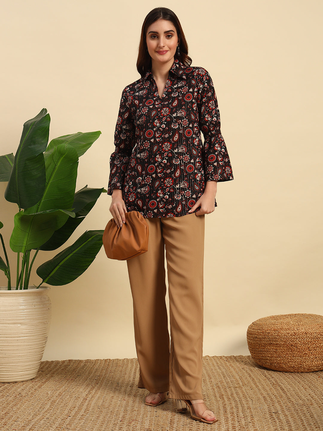 Cotton Printed Lurex Top-SK048