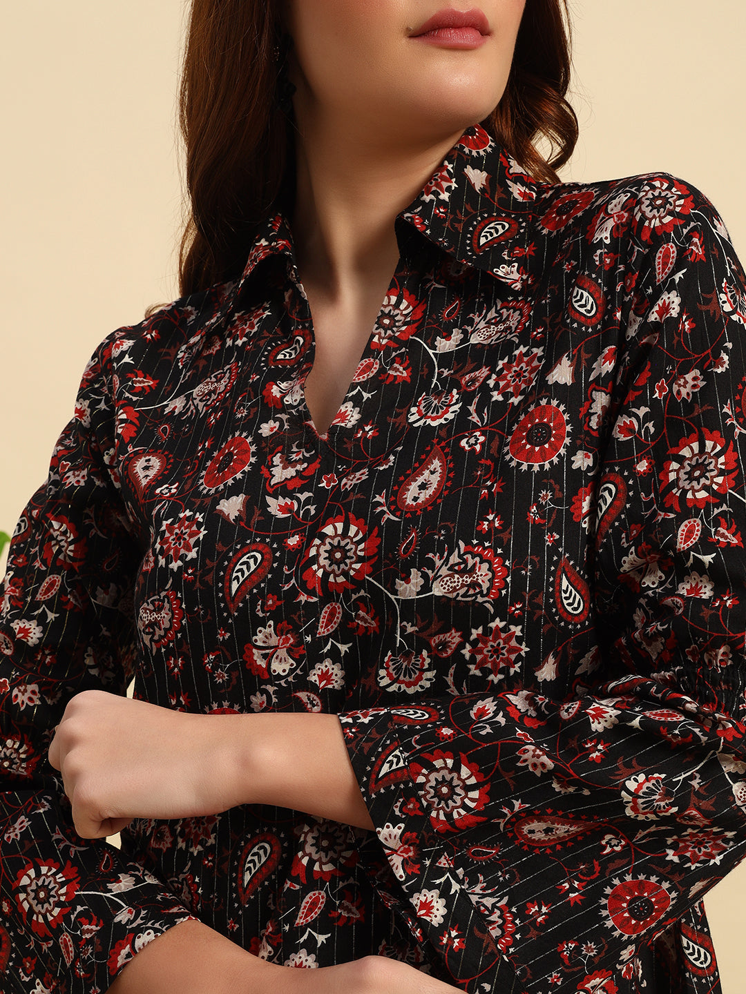 Cotton Printed Lurex Top-SK048