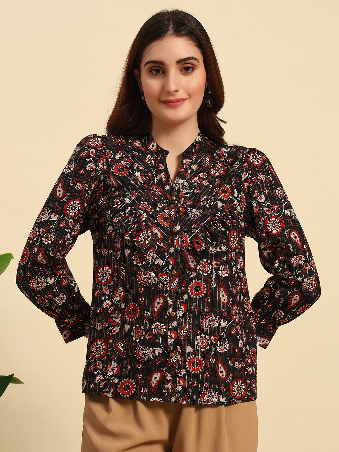 Printed Cotton Cambric Lurex Top- TP064