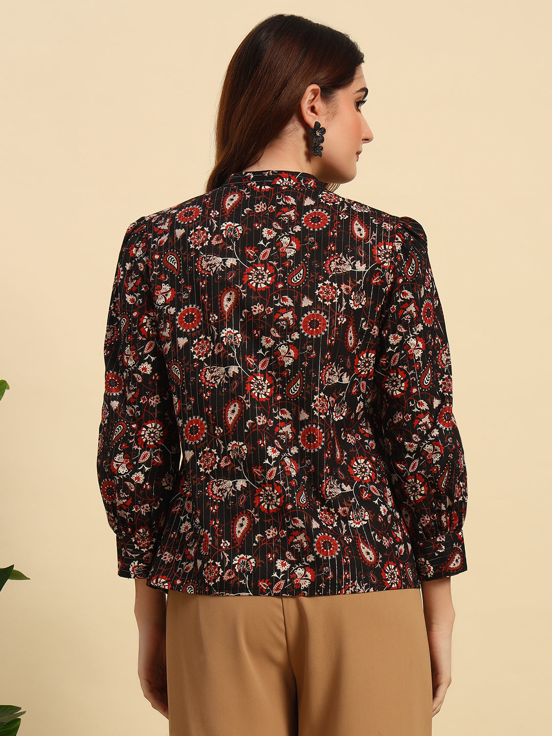 Printed Cotton Cambric Lurex Top- TP064