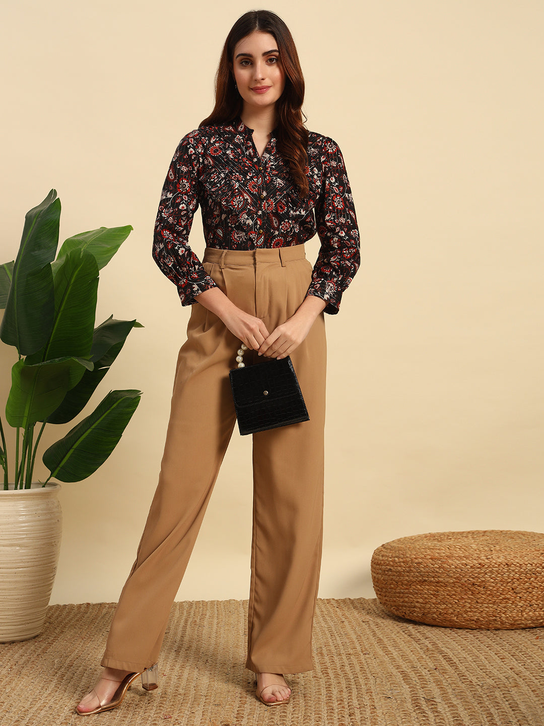 Printed Cotton Cambric Lurex Top- TP064