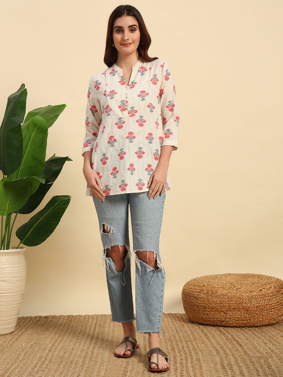 Cotton Dobby Lurex Kurta-SK047