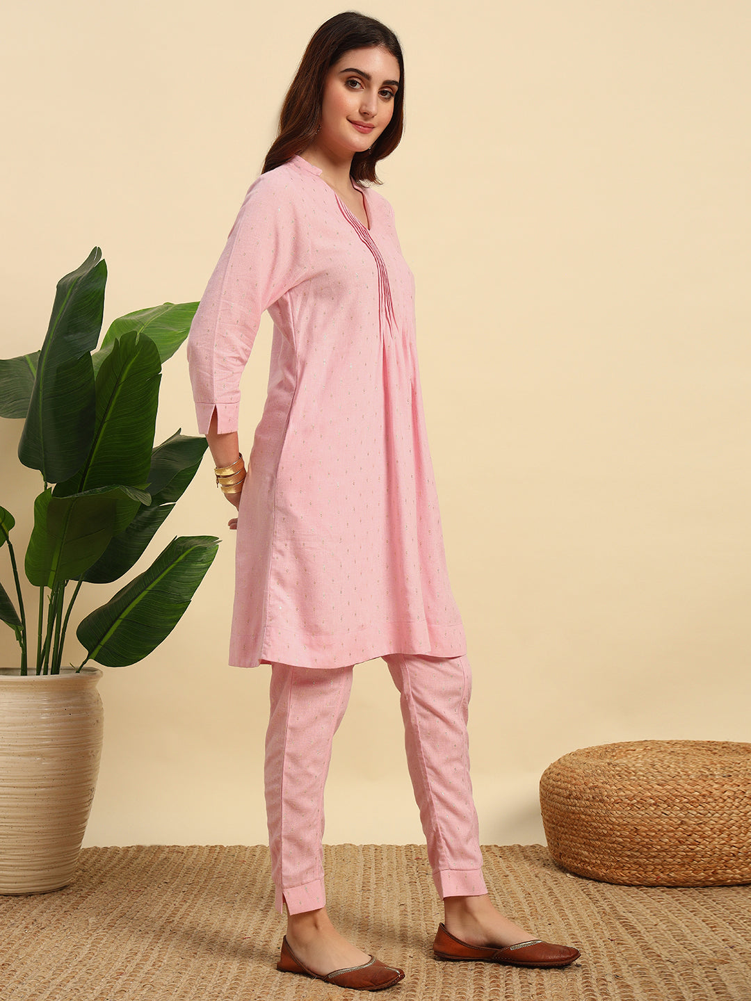 Cotton Flex Lurex Cord Set-CRD061-Pink