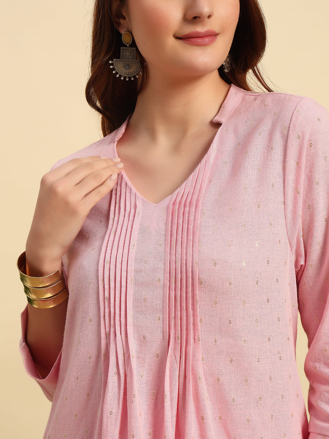 Cotton Flex Lurex Cord Set-CRD061-Pink