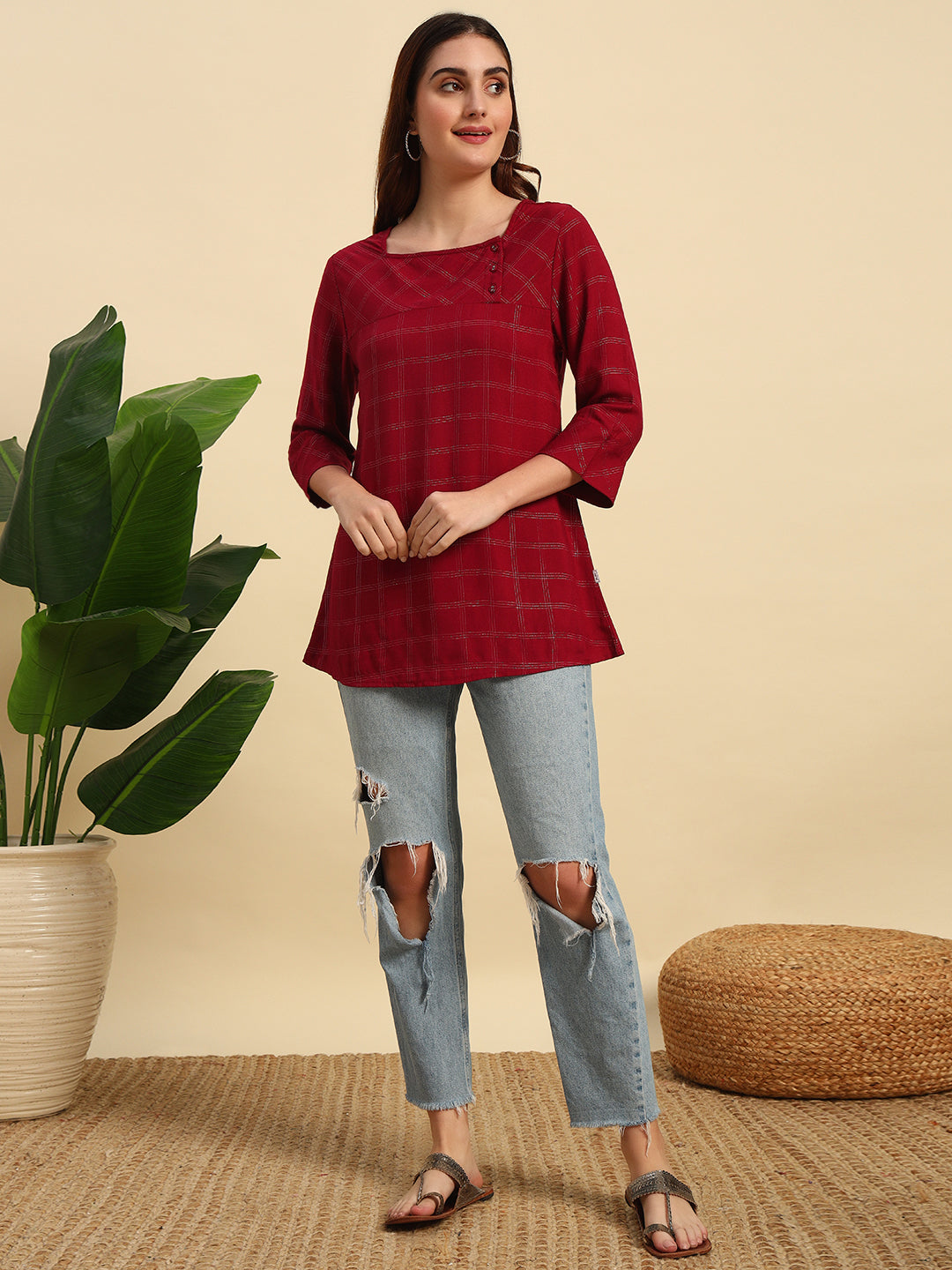 Viscose Lurex Short Kurti-SK044
