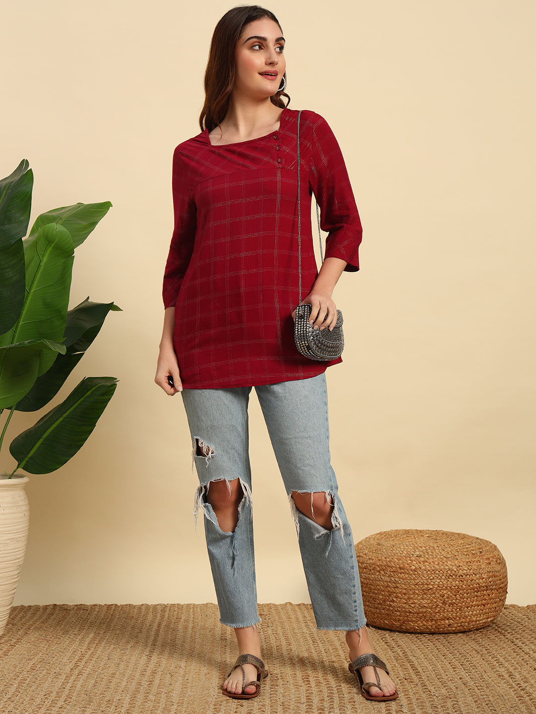 Viscose Lurex Short Kurti-SK044