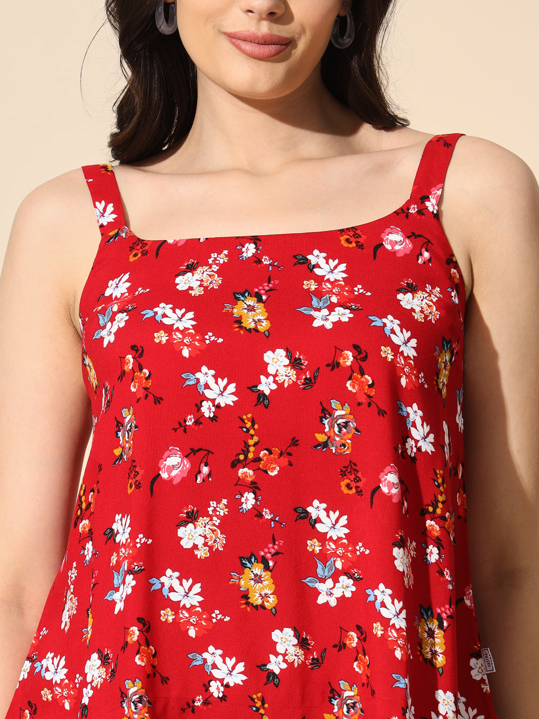 Red Printed Viscose Strap Top- #TP002-Red – Vastra Home