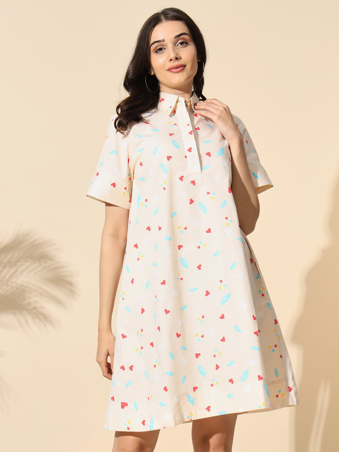 Cotton Printed A-line Tunic With Inverted Pleat- TU009