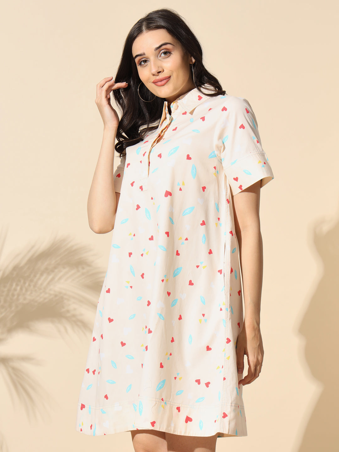 Cotton Printed A-line Tunic With Inverted Pleat- TU009