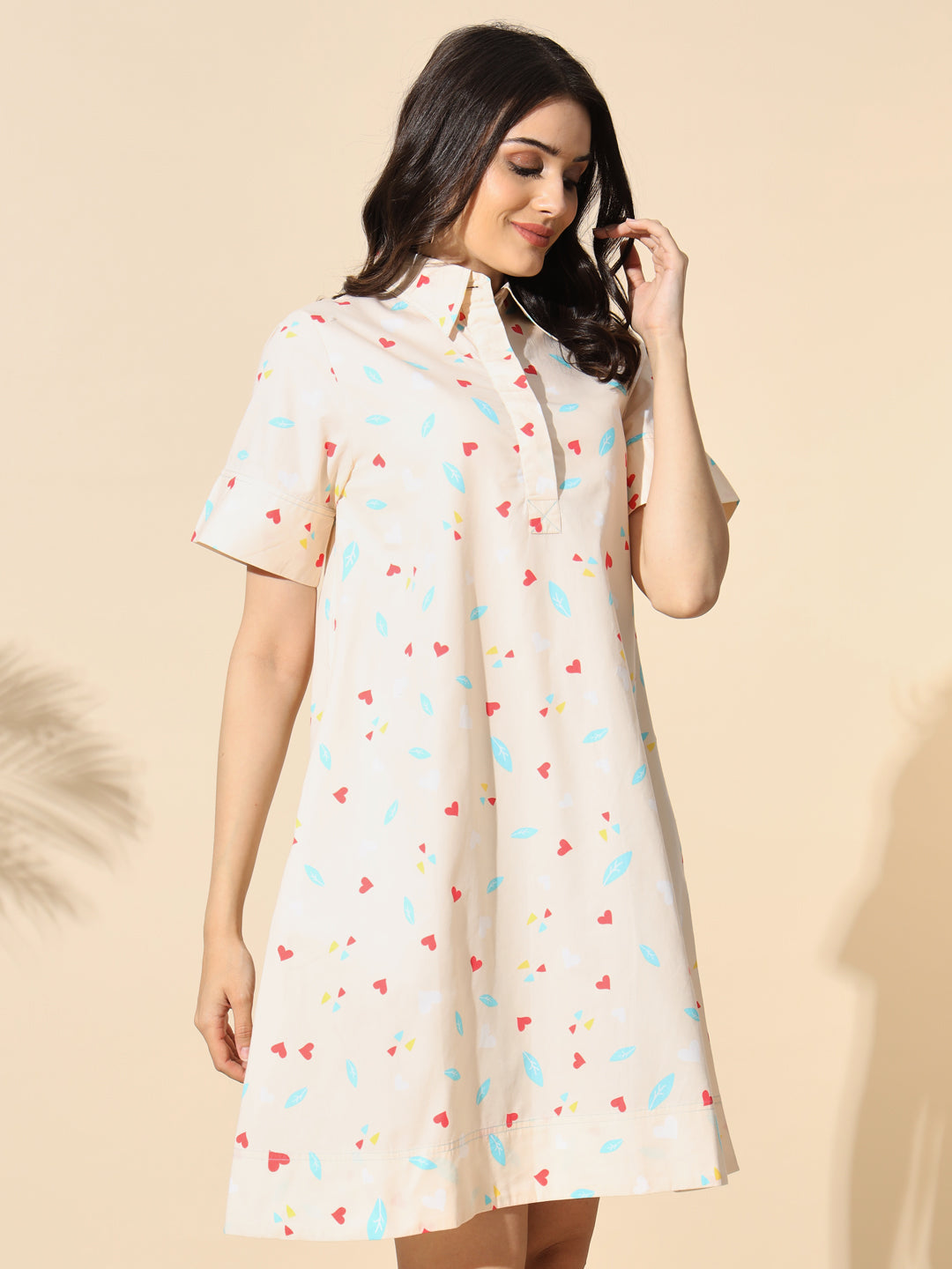 Cotton Printed A-line Tunic With Inverted Pleat- TU009