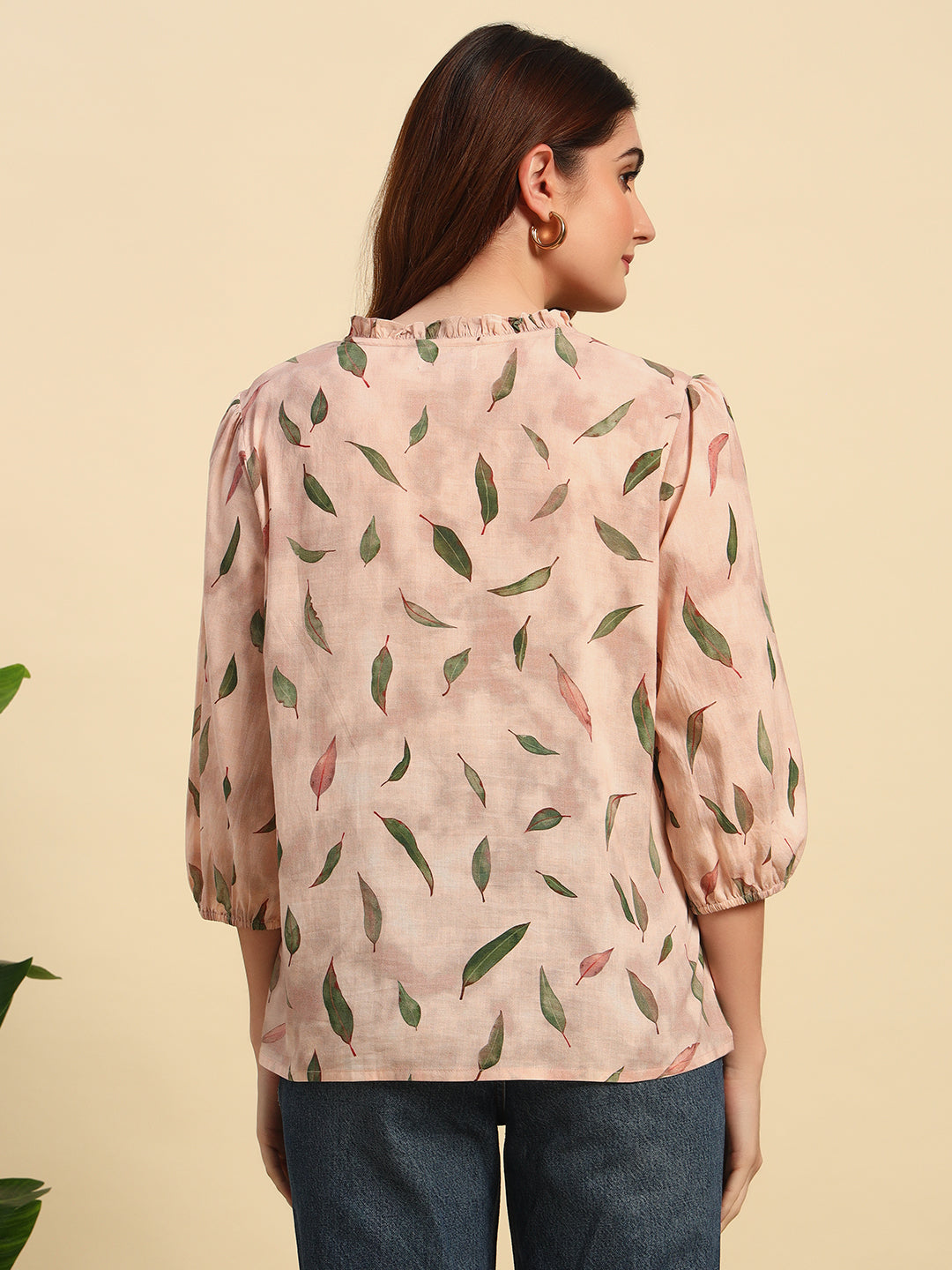 Pastel Pink Digital Print Cotton Top-TP062