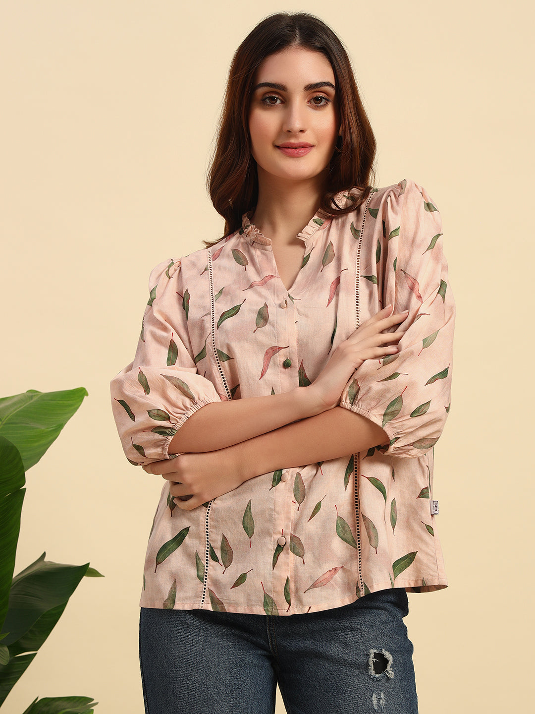 Pastel Pink Digital Print Cotton Top-TP062