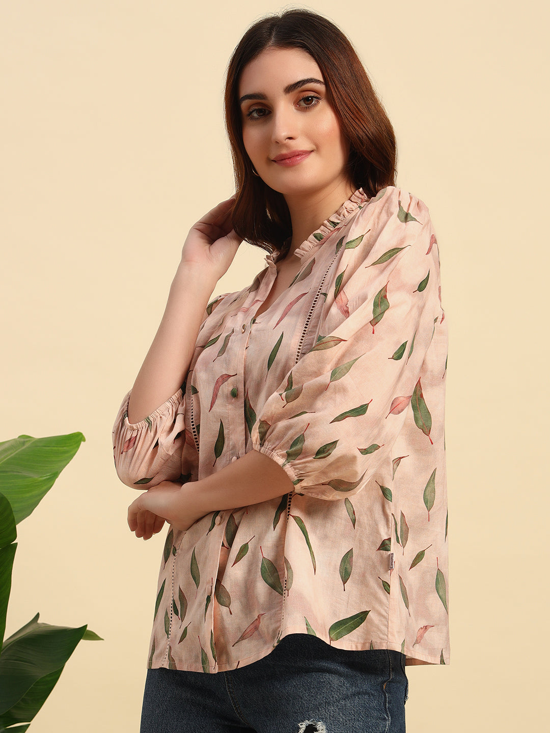 Pastel Pink Digital Print Cotton Top-TP062