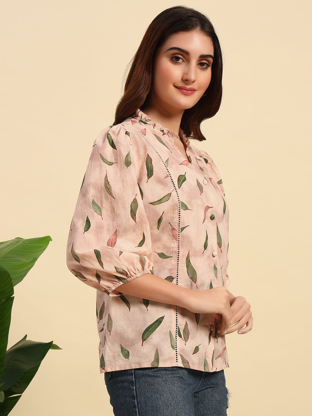 Pastel Pink Digital Print Cotton Top-TP062