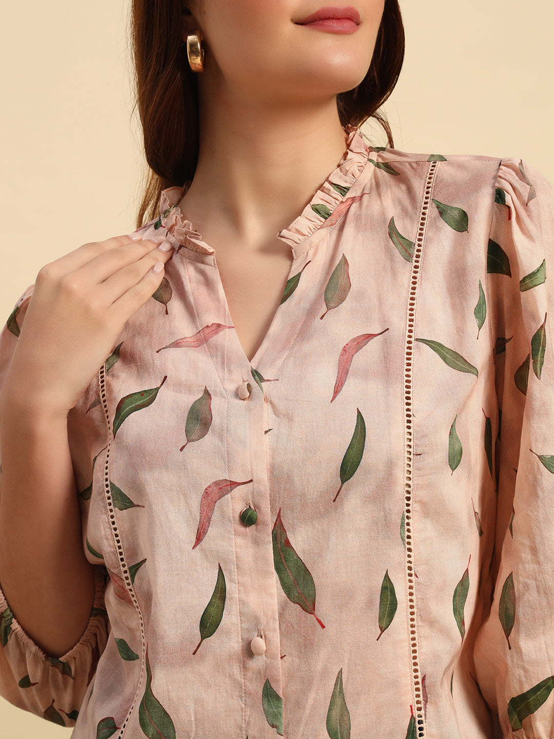 Pastel Pink Digital Print Cotton Top-TP062